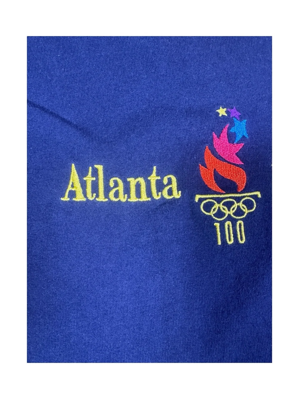 1996 Vintage Champion Navy Blue Atlanta Olympics Embroidered Tee - Picture 4 of 13